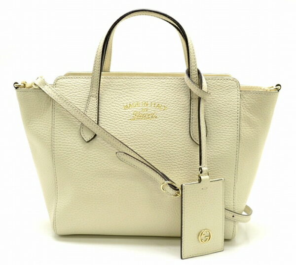 11481397 Gucci Swing Mini Leather Top Handle Bag White