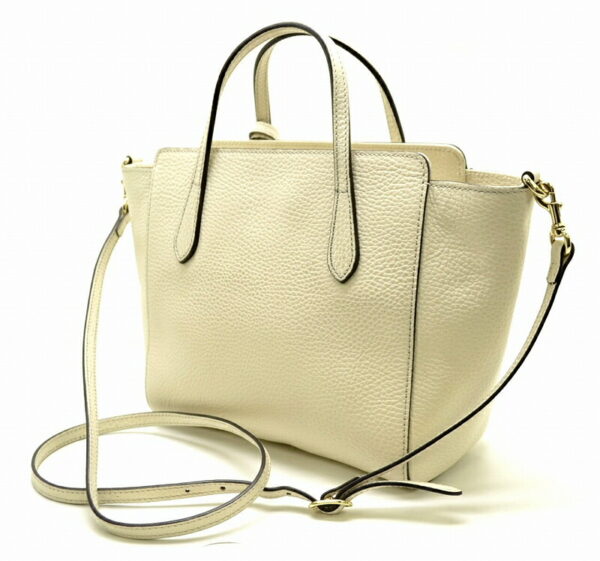 11481397 1 Gucci Swing Mini Leather Top Handle Bag White