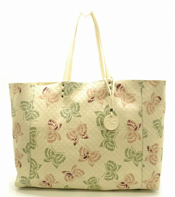 11481401 Bottega Veneta Intreccio Mirage Tote Bag Cream Beige Green Pink