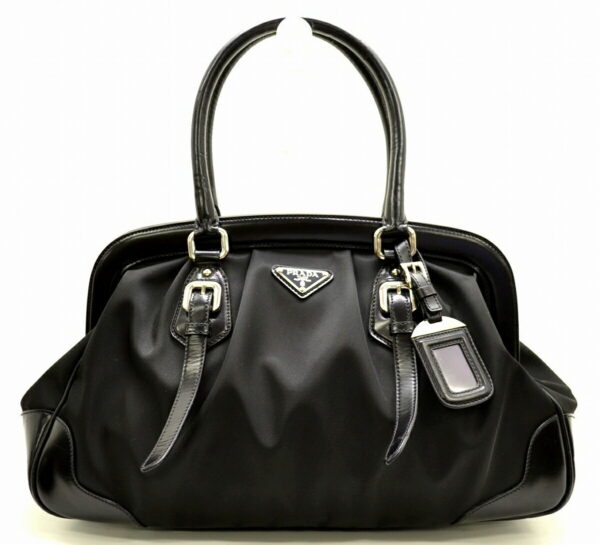 11490145 Prada Jacquard Nylon Leather Doctors Bag Black