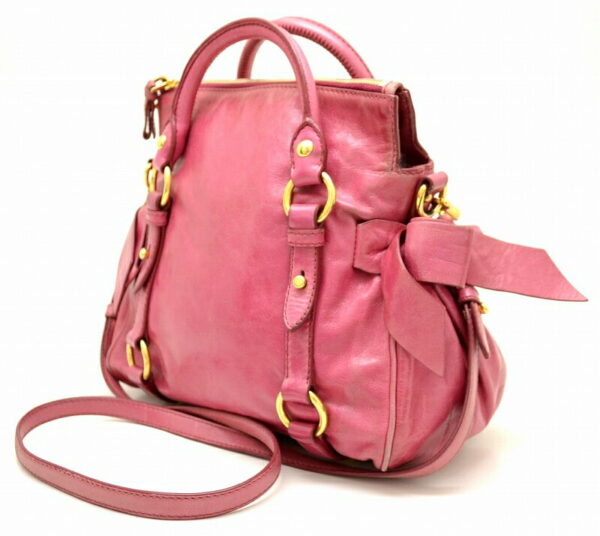 11490591 1 Miu Miu Leather 2Way Shoulder Bag Ribbon Rose Pink