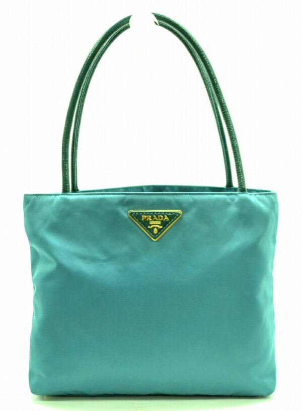 11491016 Prada Nylon Tote Shoulder Bag Emerald Green