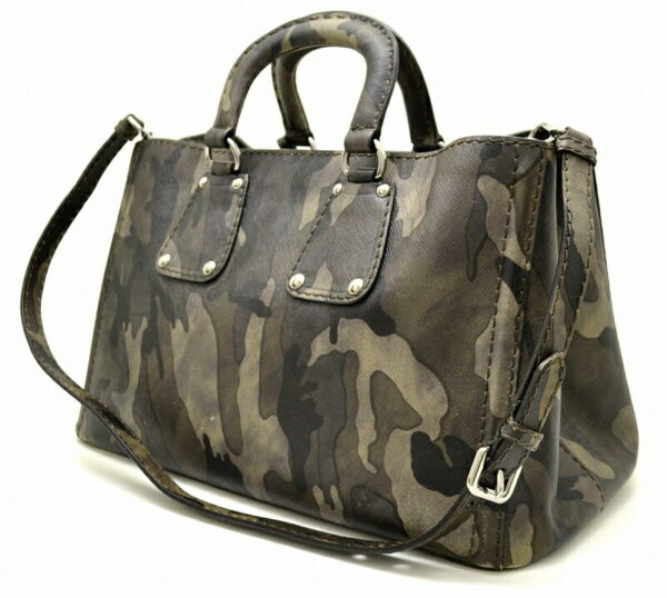 11500413 1 Prada Leather 2way Shoulder Bag Camouflage Dark Green