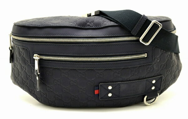 11500719 Gucci Guccissima Body Bag Waist Pouch Rubber Coating Navy