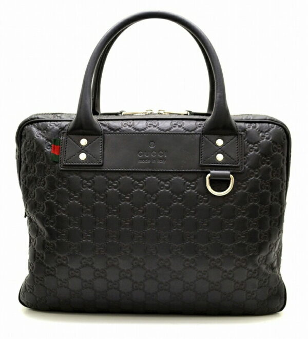 11500781 Gucci Guccissima Leather Web Loop Business Bag Black