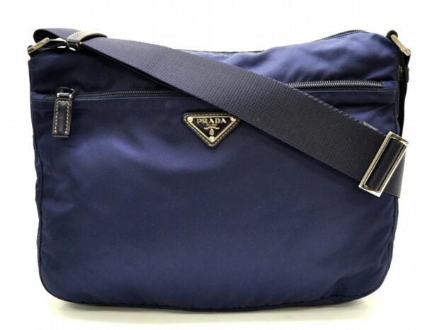 11500815 Prada Nylon Leather Shoulder Crossbody Bag Navy