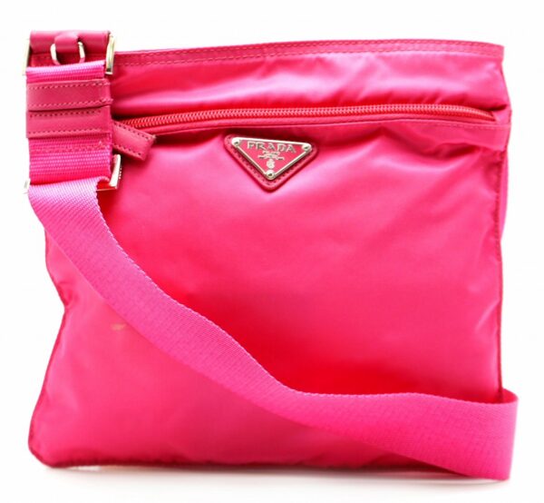 11500817 Prada Nylon Leather Shoulder Crossbody Bag Pink