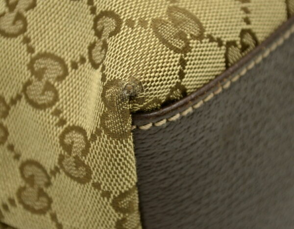 11500853 2 Gucci GG Canvas Tote Bag Bucket Style Khaki Beige Brown