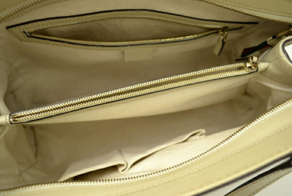 11501012 4 Gucci GG Princey Shoulder Tote Sherry Ribbon Khaki Beige Cream