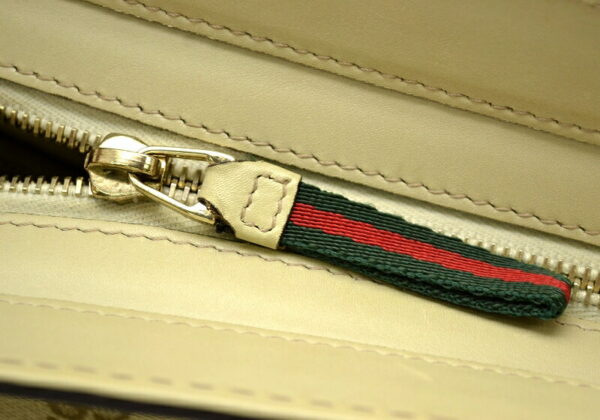 11501012 7 Gucci GG Princey Shoulder Tote Sherry Ribbon Khaki Beige Cream