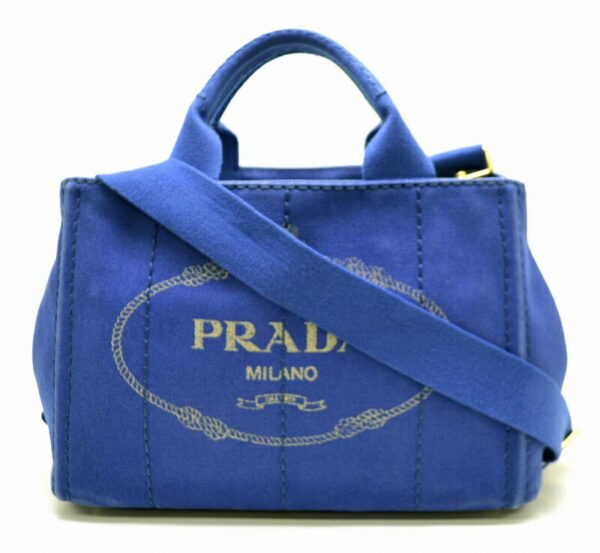 11501030 Prada Canapa Denim 2way Shoulder Tote Bag Cobalt Blue