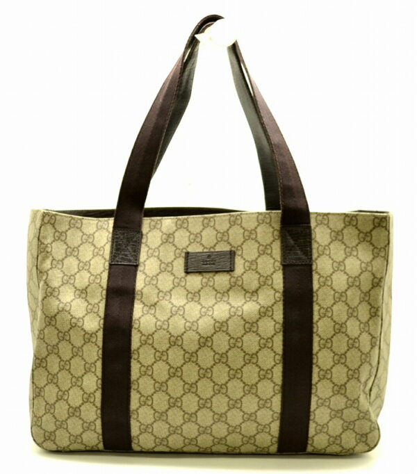 11510063 Gucci GG Plus Supreme Tote Bag Khaki Beige Brown