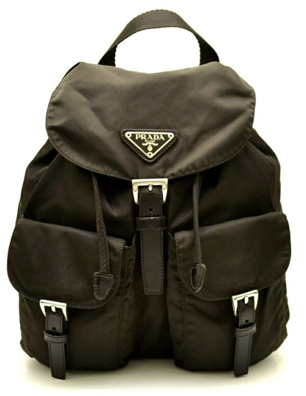 11510206 Prada Nylon Leather Rucksack Brown