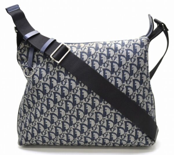 11510280 Christian Dior Trotter Shoulder Bag Canvas Blue Gray