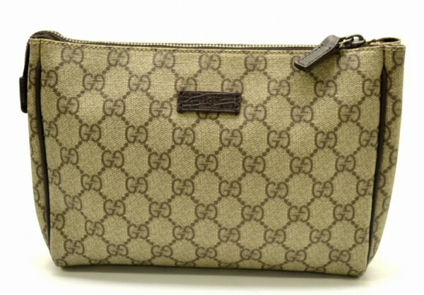 11510725 Gucci GG Supreme Pouch Multi Pouch Leather Khaki Beige Brown