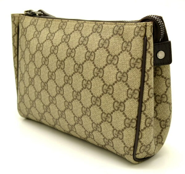 11510725 1 Gucci GG Supreme Pouch Multi Pouch Leather Khaki Beige Brown