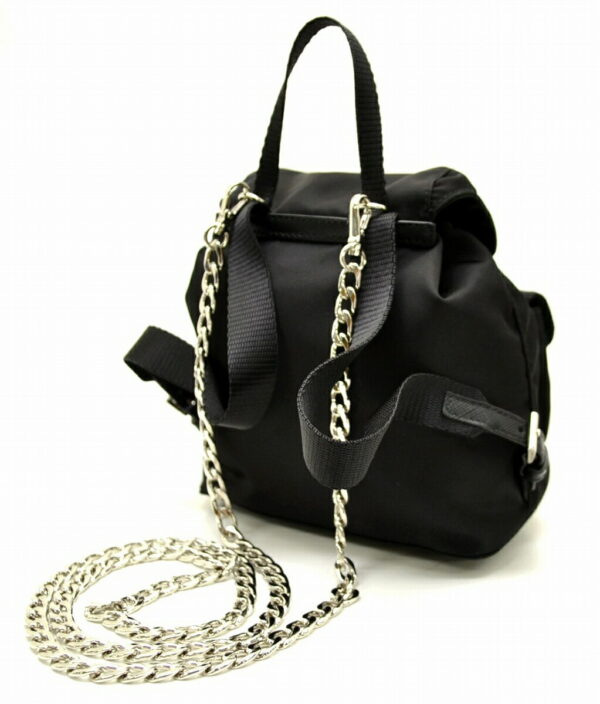 11510742 1 Prada Nylon Leather Chain Shoulder Bag Black