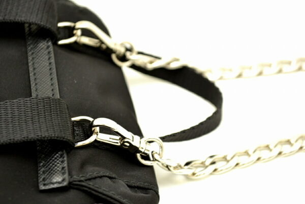 11510742 6 Prada Nylon Leather Chain Shoulder Bag Black