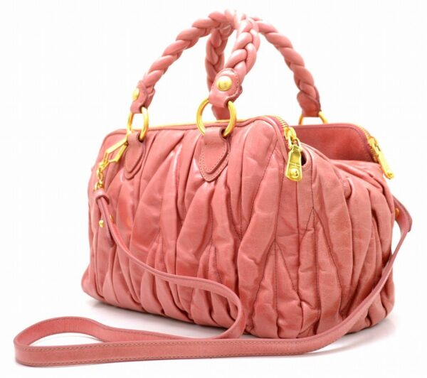 11510780 1 Miu Miu Matelassé 2Way Shoulder Bag Gathered Pink