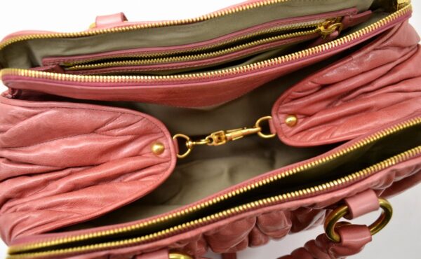 11510780 5 Miu Miu Matelassé 2Way Shoulder Bag Gathered Pink