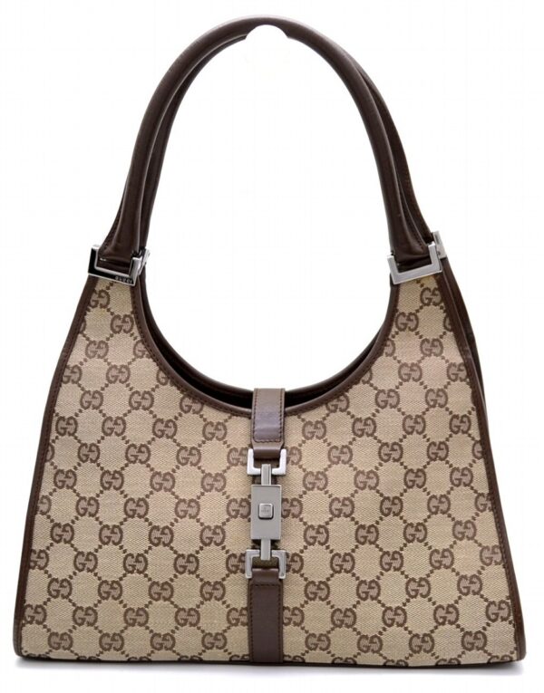 11510970 Gucci Jackie GG Shoulder Bag Leather Beige Brown