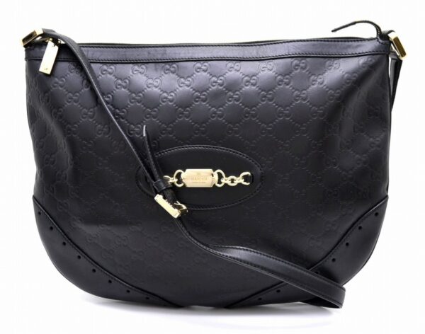 11520545 Gucci Guccissima Leather Shoulder Bag Crossbody Black