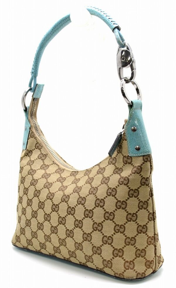 11520614 1 Gucci GG Canvas Shoulder Bag Leather Khaki Green