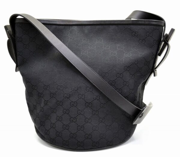 11521124 Gucci GG Canvas Shoulder Bag Crossbody Leather Black