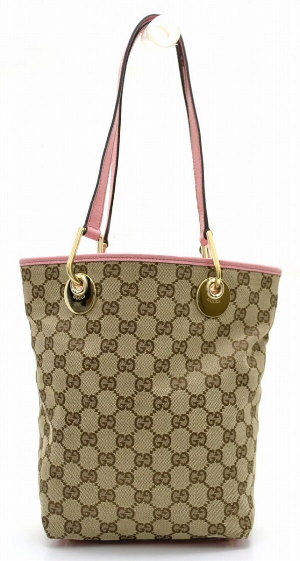 11521130 Gucci GG Tote Bag Shoulder Leather Khaki Beige Pink