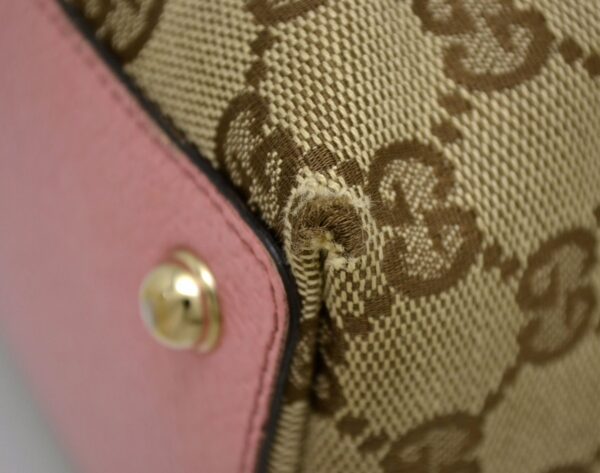 11521130 2 Gucci GG Canvas Tote Bag Shoulder Leather Khaki Beige Pink