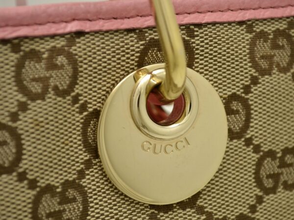 11521130 5 Gucci GG Tote Bag Shoulder Leather Khaki Beige Pink