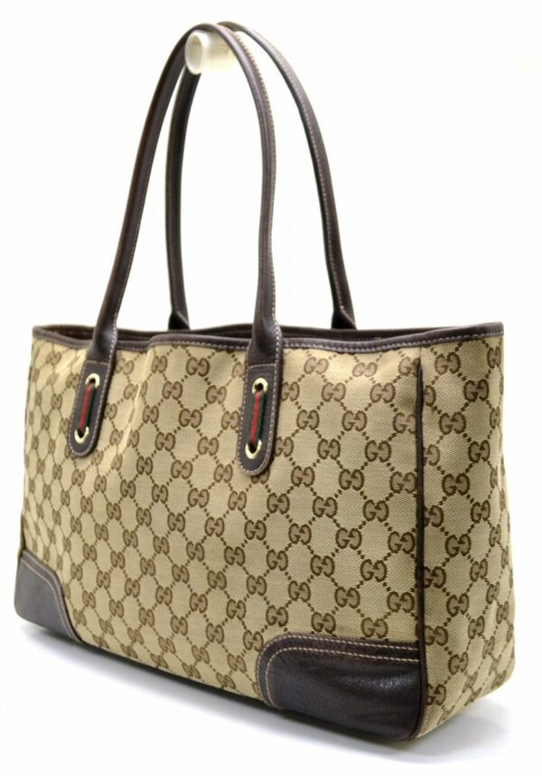 11530254 1 Gucci Princy Line GG Canvas Tote Bag Khaki Beige Brown