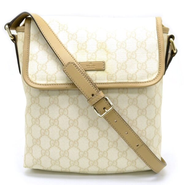 11530413 Gucci GG Supreme Flat Messenger Bag Cream Beige