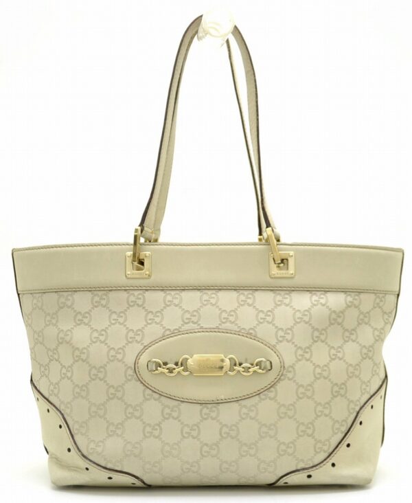 11530858 Gucci Guccissima Leather Medium Tote Off White Ivory