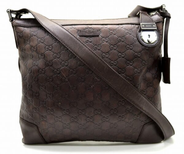 11530957 Gucci Guccissima GG Shoulder Bag Crossbody Leather Brown