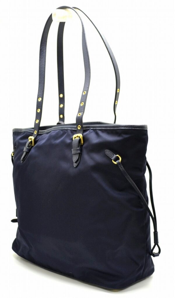 11530993 1 Prada Nylon Leather Shoulder Tote Bag Navy