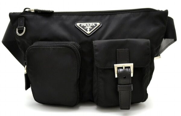 11531140 Prada Nylon Waist Body Bag Black