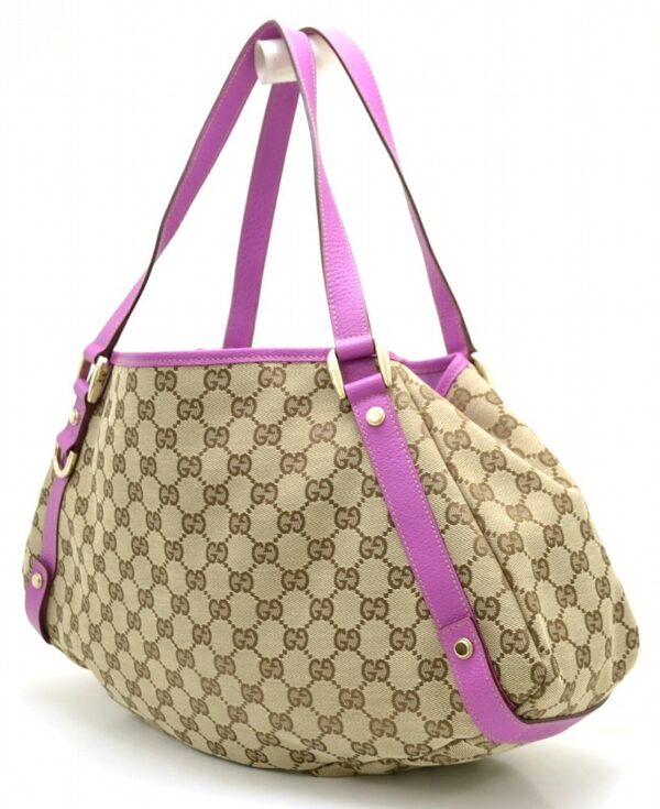 11531475 1 Gucci GG Canvas Tote Bag Shoulder Khaki Beige Pink Purple