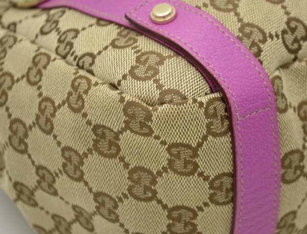 11531475 2 Gucci GG Canvas Tote Bag Shoulder Khaki Beige Pink Purple