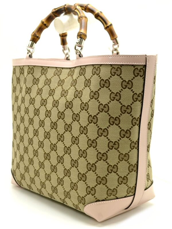 11531847 1 Gucci GG Bamboo Tote Bag Mini Tote Khaki Pink