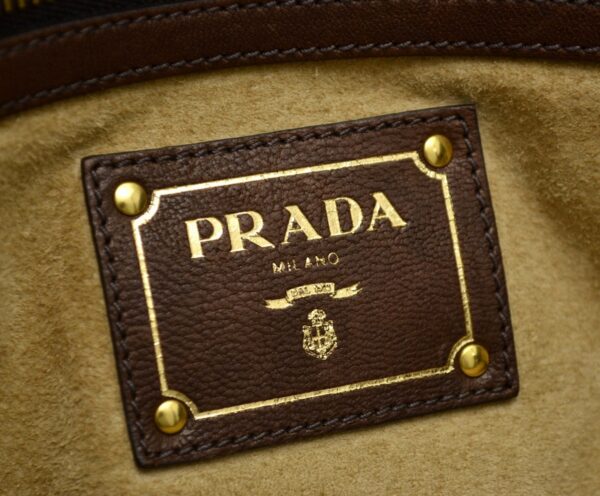 11540231 8 Prada Denim Leather 2way Tote Shoulder Bag Blue Brown