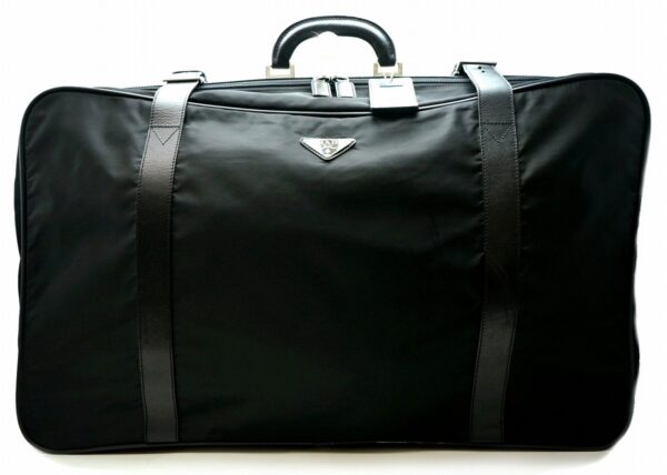 11540814 Prada Nylon Leather Suitcase Travel Bag Black