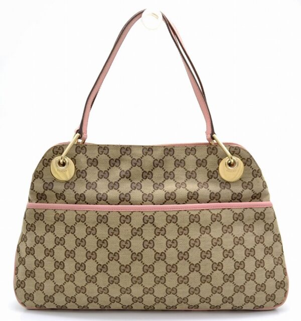 11540952 Gucci GG Shoulder Bag Leather Khaki Beige Pink