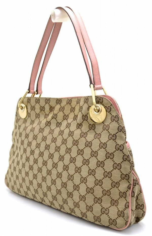 11540952 1 Gucci GG Shoulder Bag Leather Khaki Beige Pink