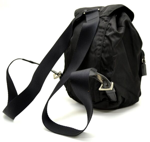 11541020 1 Prada Nylon Leather Rucksack Shoulder Bag Black