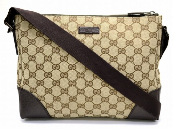 11541021 Gucci GG Shoulder Bag Leather Beige Brown