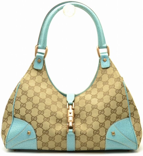 11541199 Gucci Jackie Line GG Shoulder Bag Brown Khaki Beige Blue