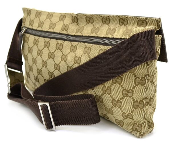 11541302 1 Gucci GG Body Bag Waist Pouch Khaki Beige Brown