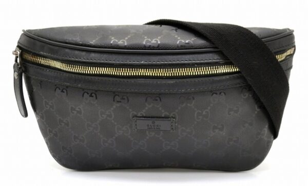 11541312 Gucci Implement Waist Bag Crossbody Leather Black