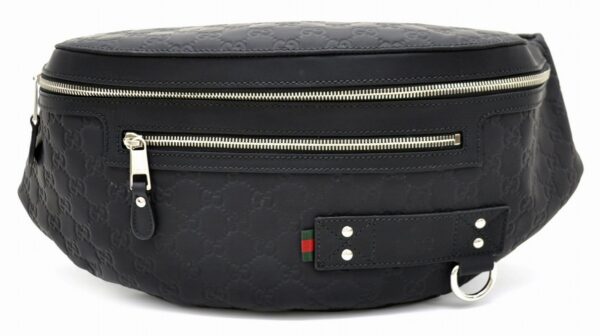 11541322 Gucci Guccissima Belt Bag Waist Pouch Leather Black